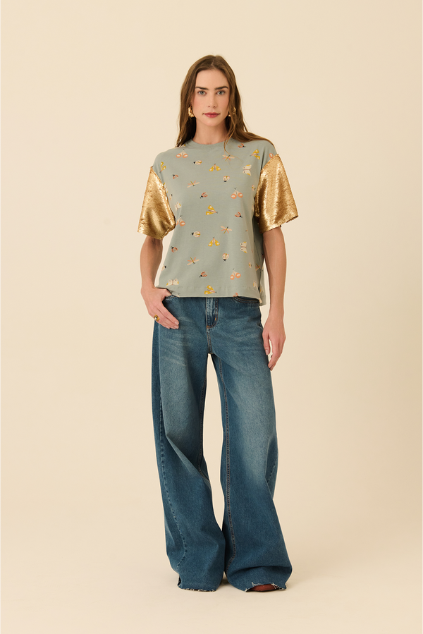 Calça Jeans Palazzo