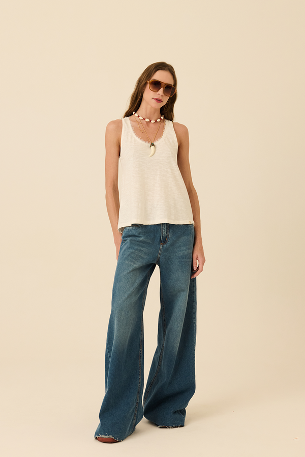 Regata Nadador com Renda Off White